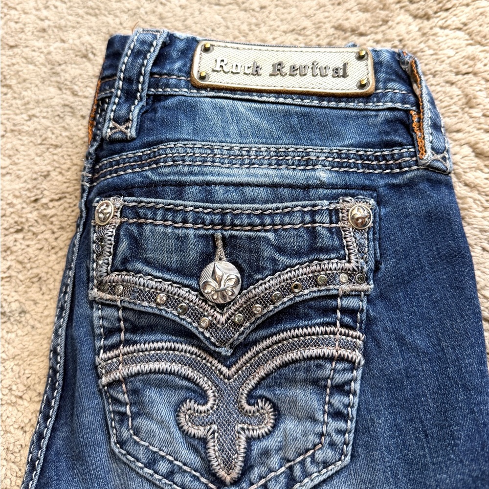 Rock Revival Jeans Womens Size 25 Drew Distressed Low Rise Y2K Medium Blue Denim - Picture 7 of 12